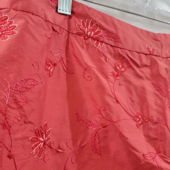 Womens Silk Beaded Pants Size 16 Petite Floral Old Money Luxury Maximalism - Picture 4 of 8